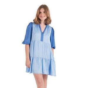 Emily McCarthy Frankie Dress Mini In Ultramarine Puff Sleeves Size Small